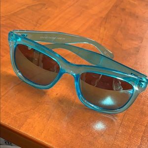 Lucite blue mirrored sunglasses